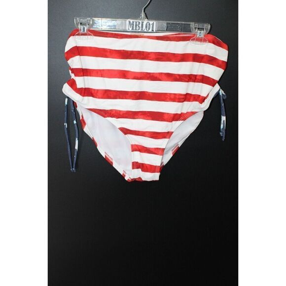 TRUE CRAFT PLUS SIZE 1X SWIM BOTTOMS RED WHITE STRIPE W/BLUE DRAWSTRING - Picture 1 of 7